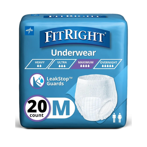 Medline Protection Plus Disposable Protective Incontinence Underwear, Medium, 28 to 40" (Pack of 20
