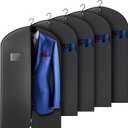 Hleelomi 5 Pack 40inch Suit Bag Garment Bag for Travel and Storage, Garment Bags for Hanging Clothes with Zipper and Visible Transparent Window, Black
