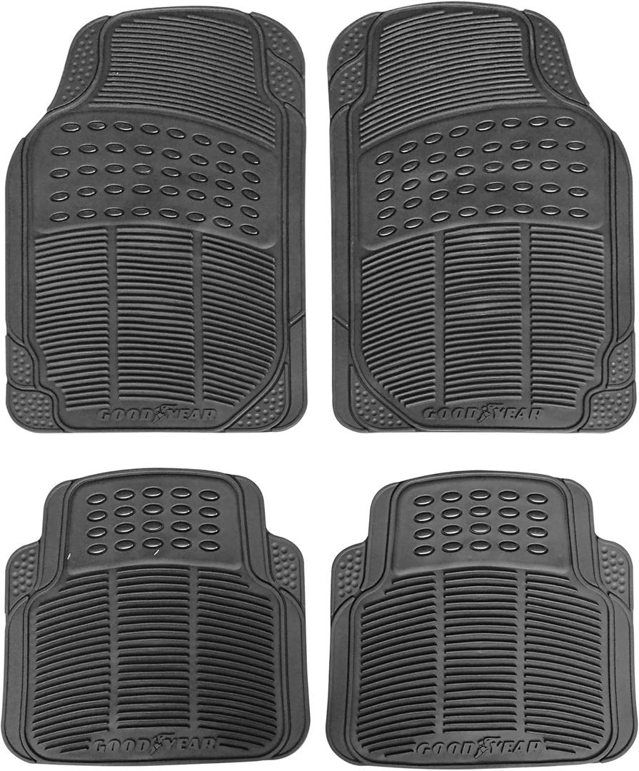 Goodyear Heavy Duty Car Mat Set 4PC-Tough and durable universal car mat set| Protects your vehicle from wear and tear| Non-slip backing| Can be cut to your desired size Slip resistance| Quick and Easy