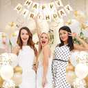 21 Birthday Decorations for Her - 66pcs Balloons Birthday Banner Decorations Kit for Women with Number 21 Foil Balloon, White Gold Balloons & Butterfly Decals