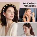 4PC Wave Pearl Hairbands for Women - Non-Slip Teeth Design, Comfortable Headbands for Daily & Special Occasions (Set of 4, One Size)