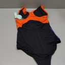 Beautikini Period Swimwear One Piece Leakproof Menstrual Swimsuit Racerback Color Block Bathing Suit for Teen Girls Women (Medium, Black Blue)