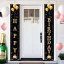 Birthday Door Banner 12x71 Inch Gold Black Happy Birthday Vertical Letters Party Door Decoration Black and Gold Birthday Welcome Porch Sign Wall Hanging Celebration Backdrop (Colorful#4)