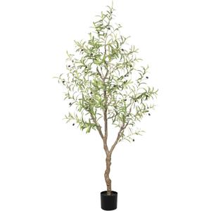Olive Trees Artificial Indoor - Faux Olive Tree 6ft - Fake Olive Tree with Olive Branches and Lifelike Fruits - Artificial Olive Tree for Modern Home Office House Living Room Decor Indoor