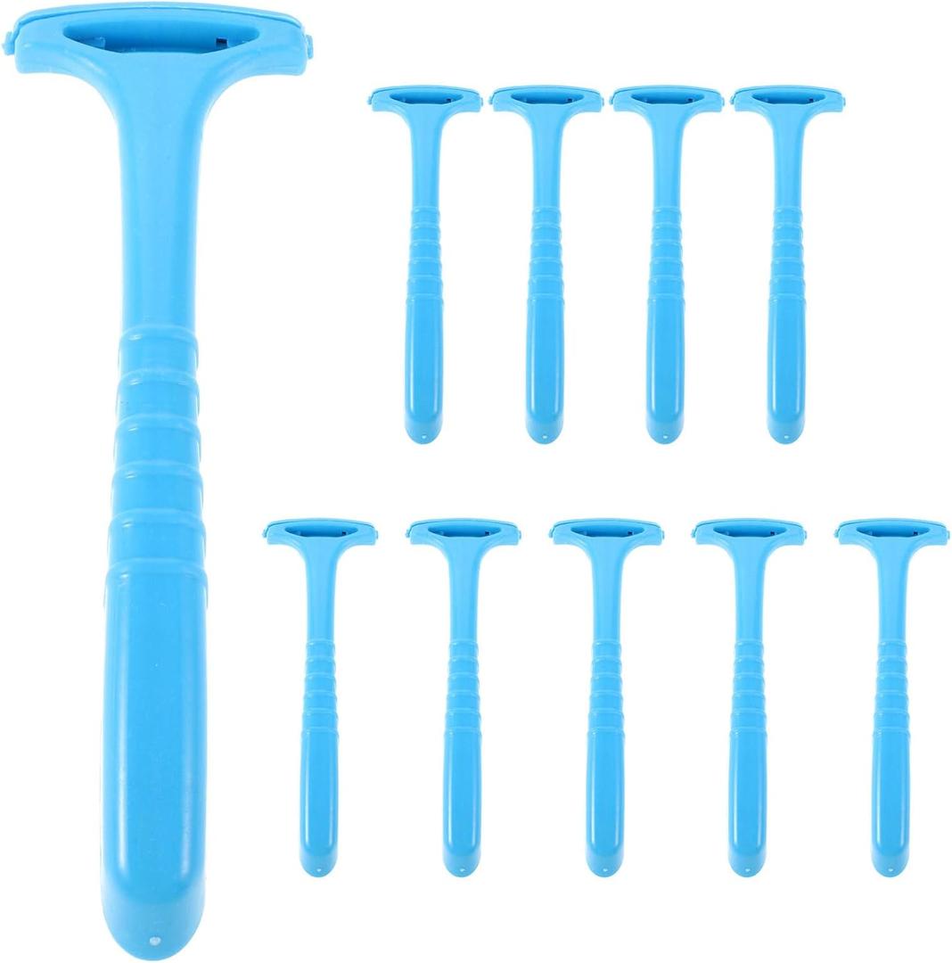 Pack of 10 Plastic Portable Pedicure Scraper, Dead Skin Heel Calluses Feet Remover for Cracked Heels, Blue, 5 * 1.65 * 0.7inch
