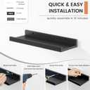 FLYJOE Picture Ledge Shelf, Small Floating Shelves Set of 8, 16 Inches Nursery Book Shelves for Toys Storage, Kids Bookshelf Wall Mounted for Living Room Bedroom Decor Books Photo Frames, Cool Black