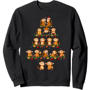 Family Pajama Sets Christmas Matching Monkey Xmas Tree Sweatshirt