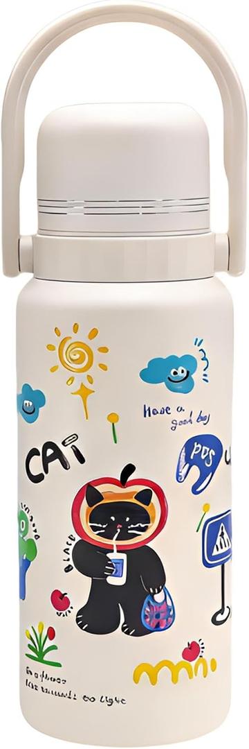 27oz Insulated Water Bottle with Handle & 3 Lids, Double Wall Stainless Steel Travel Mug with Straw & Serving Cup, Leakproof Thermal Flask for School, Gym, Camping & Gifts