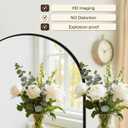 Vanity Bathroom Mirror for Wall, 32x30 Arched Bathroom Mirror for Over Sink, Arched Metal Frame for Bedroom, Living Room, Entryway, Hanging or Leaning, Black