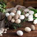 Gejoy 24 Pcs Easter Speckled Eggs Textured Plastic Eggs Neutral Easter Decor Pastel Fake Chicken Eggs Easter Bowl Basket Vase Fillers Rustic Spring Easter Decor for Home Table Egg Hunts (Textured)