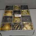 4" Christmas Ball Ornaments Set 12PCS Large Shatterproof Plastic Ornaments Christmas Tree Ball Hanging Ornaments for Xmas Tree Wedding Party Holiday Decorations - Black, Gold