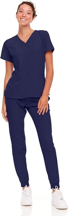 Natural Uniforms Womens Cool Stretch Jogger Scrub Set with Regular and Petite Sizes 2XL