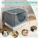 Stainless Steel Enclosed Litter Box with Lid,Covered Litter Box,White