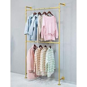 Industrial Pipe Clothes Rack, Wall Mounted Black Iron Garment Bar, Multi-Purpose Hanging Rod for Closet Storage(Glod) Industrial Pipe Clothes Rack, Wall Mounted Black Iron Garment Bar, Multi-Purpose Hanging Rod for Closet Storage(Glod)