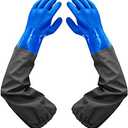 Haiou PVC Chemical Resistant, Long Rubber, Heavy Duty Waterproof Gloves for Chemical and Acid Work, 25 inches, Large-(Blue)