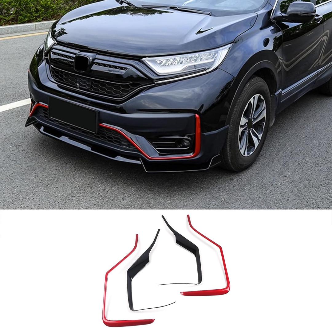Car Accessories Fit for Honda CRV CR-V 2020 2021 2022 Exterior Front Bumper Lower Strip Guard Trim (Red+Black) ABS 4 PCS