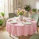 sancua 60 Inch Round Tablecloth (Fits 20-48 Inch Tables), Water Resistant Spill Proof Washable Polyester Table Cloth Decorative Fabric Table Cover for Dining, Buffet Parties and Camping, Pink