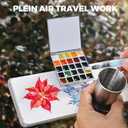 Funto Mini Watercolor Paint Set, All-in-One 24-Color Travel Paint Kit, with Crossbody Bag, Watercolor Journal, Paint Water Cup, Pocket Set for Artists