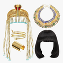 Yunlly 5 Pcs Egyptian Headpiece for Women Short Black Bob Wigs Head Chain Snake Arm Cuff Collar Necklace Bracelet Accessory