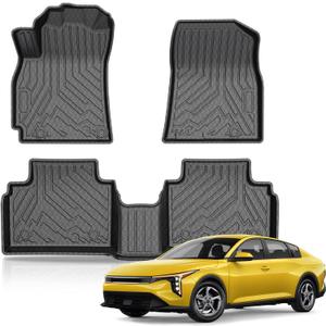 KUST Floor Mats for 2025 2026 Kia K4 Sedan, All Weather Floor Liners Front Rear 2 Row Car Mats for K4 Accessories Anti-Slip TPE Rubber Raised Edge