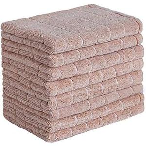 Microfiber Dish Towels - Soft, Super Absorbent and Lint Free Kitchen Towels - 8 Pack (Lattice Designed Camel Colors) - 26 x 18 Inch (Camel)