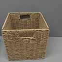 Wicker Storage Baskets for Organizing, 3 Pack Rustic Foldable Square Basket for Shelves, Handwoven Cubby Organizer Bins for Home Decor, Small Cube Storage Bin for Closet Organization (Natural 11 inch)
