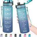 Enerbone Water Bottle, Leakproof BPA & Toxic Free, Motivational Water Bottle with Times to Drink and Straw, Fitness Sports Water Bottle with Strap for Office, Gym, Outdoor Sports,