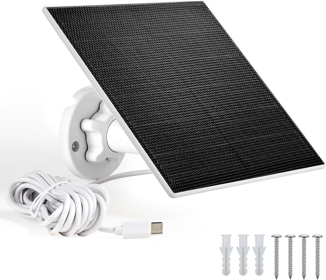 Solar Panel 5V 3W for Smart Bird Feeder and Outdoor Security Camera,IP65 Waterproof, 3m Charging Cable, Type-C Compatibility