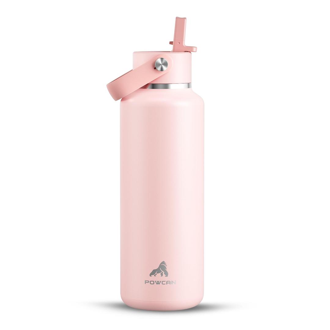 POWCAN 18 oz Water Bottle Insulated: Leakproof, Cold for 24H, CupHodler Friendly, Lid with Straw and Handle, Lightweight, Stainless Steel Water Bottle Kids for Camping, Gift for Girls (Cotton Candy)