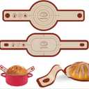 Silicone Bread Sling for Dutch Oven, 2 PCS Red Non-Stick & Reusable Bread Baking Mat with Extra Long Handles, Easy and Safe Sourdough Transfer, Dishwasher Safe Baker's Tools, Round and oval