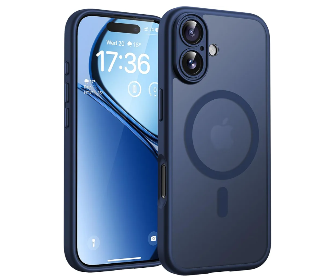 TOCOL for 17 Case, Full Camera Protection, Built-in Magnetic Ring, Compatible with Magsafe Charger, Drop Protection, Translucent Matte Phone Case for 17 6.3 inch (Dark Blue)