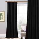 StangH Black Blackout Curtains - Luxury Heavy Thick Velvet Window Drapes for Bedroom/Movie Room, Thermal Insulated Privacy Drapes for Living Room, W52 x L84 inches, 1 Panel