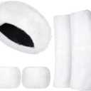 SATINIOR 3 Pieces Faux Fur Headband Set Ear Warmer Headwrap Furry Wrist Cuff Leg Warmers Boot Cuff Accessories for Girls (White)
