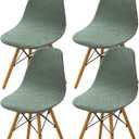 Dining Chair Covers Set of 4, Mid Century Modern Dining Room Chair Covers Jacquard Shell Chair Cover, Stretchable Armless Chair Slipcover for Kitchen, Office, Dining Room and Living Room (Leaf Green)
