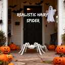 4 Ft Halloween Decorations Outdoor Giant White Spider Prop Terrifying Giant Spider Realistic Large Haunted House Prop Furry Spider Decorations
