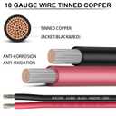 10 Gauge Marine Wire 10 AWG Marine Grade Wire Include 10 Gauge 30FT Red & 30FT Black,10AWG Tinned Copper Boat Electrical Cable for Automotive Boat Speakers Lighting Solar Outdoor RV Camper Trailer