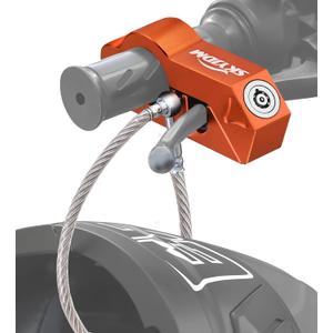 Motorcycle & Helmet Anti-Theft Grip Lock Combo, Orange, Aluminum Alloy & Stainless Steel, Key Lock, Compact, For Motorcycles with 1.3-1.5 Inch Handlebar Diameters