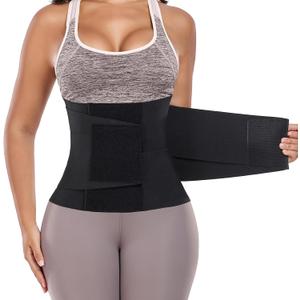 Waist Trainer Belt for Women Belly Fat Waist Cincher Trimmer Ab Belt Tummy Control Body Shaper with Triple Wrap (Black, L)
