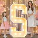 Pooqla 4 FT Marquee Light Up Letters, Marquee Letter Lights 4 Feet Tall, Giant Letter Sign Big Mosaic Letters for Balloons Birthday Party Anniversary Wedding Decorations, Warm White Letter S