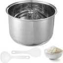 304 Stainless Steel Inner Pot, 5 L/10-Cup Rice Cooker Inner Bowl, Compatible with Zojirushi NS-TSC10 Cookers, Replacement Inner Bowl, Includes Rice and Soup Spoons, Easy-to-Clean (5L)