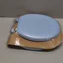 Mayfair Padded Toilet Seat, Cushioned Soft Vinyl over Wood Core Seat, Secure Hinges, Easy Clean, Made in USA, Round, Sky Blue