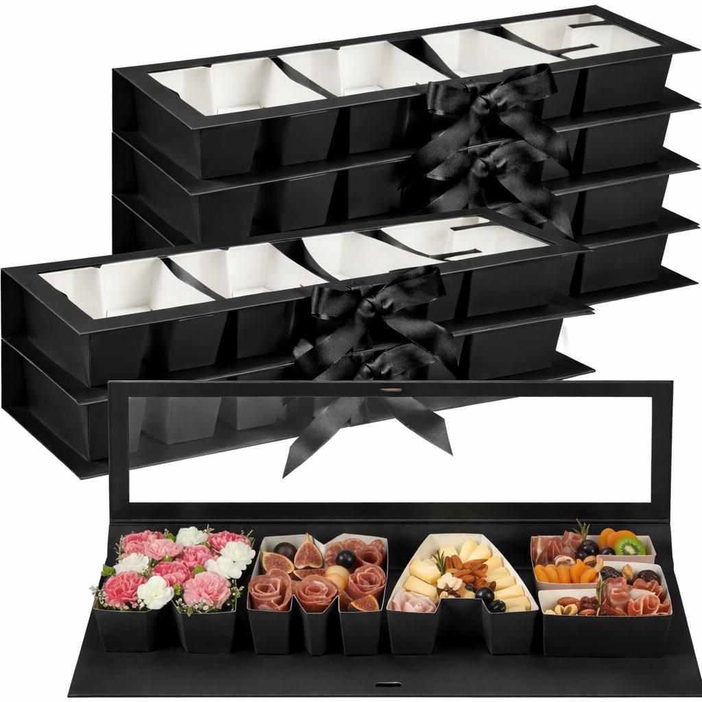 8 Pack Xmas Letter Boxes for Christmas Gift Wrapping Xmas Letter Shaped Empty Flower Gift Box Fillable Christmas Party Favors Candy Presents Packaging(Black,Clear Lid)