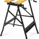 Auto Dynasty Adjustable Folding Workbench with Built-in Ruler & Protractor, Portable Work Table (8"-12"), 220lbs Load Capacity, Multipurpose Vise Workbench for Woodworking, Garage, and DIY