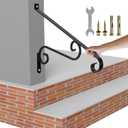 21.7" Outdoor Stair Handrails,1-2 Steps Stairs Rails-Wall Mounted Wrought Iron Hand Railing-Staircase Grab Rail-Heavy Duty Metal Art Handrail for Outdoor Steps-Porch Garage-Anti-Corrosion Carbon Steel