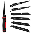 XDOVET 7-In-1 Multi Blades Hand Saw, Drywall Cutter Saw, Small Hacksaw, KHJ201 Pro, for Cutting Drywall, Sheetrock, Wood, Metal, Plastic, Plywood, Blade Quick Change Mechanism (Red&Black)
