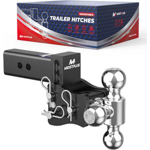 MOSTPLUS Trailer Hitch Compatible with 2.5 Inch Receiver, 3 Ball Mount with 1 7/8", 2" & 2 5/16" Balls, 4" Adjustable Height, 20, 000 lbs GTW, Heavy Duty Towing Hitch for Most Truck & SUV