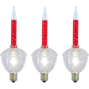 Novelty Lights Replacement Glitter Bubble Lights 3 Pack, Clear Liquid with Clear Bulbs and Bases, Vintage Glass Holiday Bulbs with Flowing Glittery Liquid, 5 Watts Each, C7/E12 Base