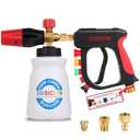 DUSICHIN Foam Cannon Short Pressure Washer Gun 1/4 Inch Quick Connector,Car Wash Foam Gun with 5 Pressure Washer Nozzle Tips 3/8'' Swivel Quick Connector,Additional Orifice Nozzle 1.04mm Car Washing