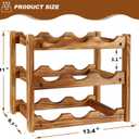 Niep Wine Rack 9 Bottle 3-Tier Wood Wine Storage Easy-Assembly Space-Saving for Wine Lovers,Kitchen Wine Organizer for Countertop,Table Top,Pantry, Home,Room Decor,Bar,Cellar Basement (3-Tiers)