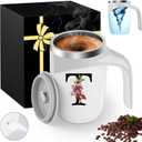 Initial Magnetic Stirring Coffee Mug Stainless Insulated Travel Cup Women Christian Teacher Godmother Religious Spiritual Inspirational Catholic Baptism Ordination Pastor Wife Ordained Minister Gift,T